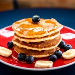 Pancakes - baked pancake with blueberry and slice of banan