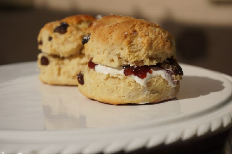 Scones - brown bread on white ceramic plate