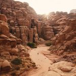Guest Experience - a person walking through a canyon in the desert