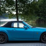 Handling Complaints - a blue sports car parked next to a lake
